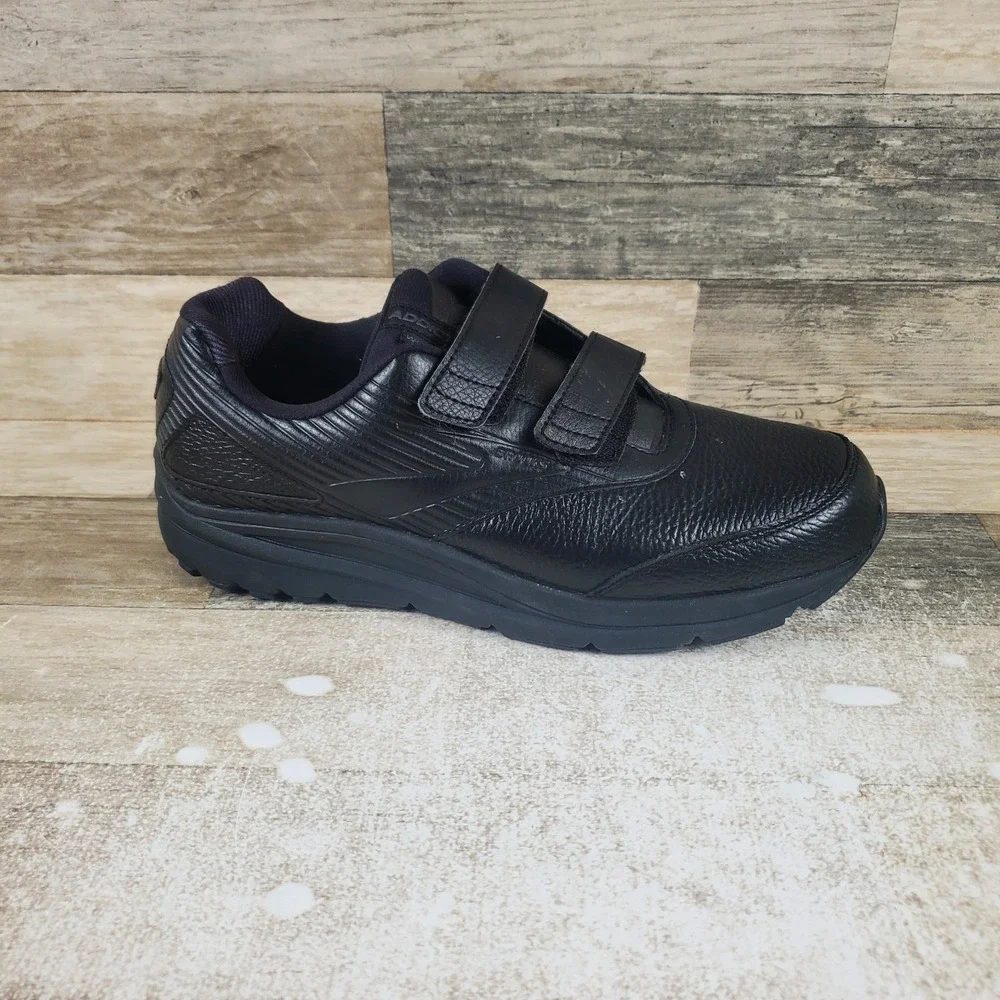 Brooks Addiction Walker V-Strap 2 Mens Shoes Sz 10‎ D Black Hook & Loop Sneakers